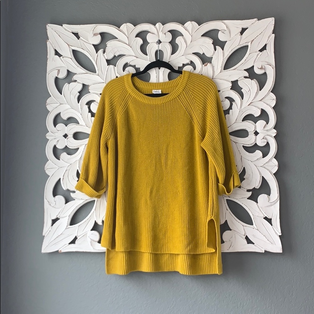 Women’s Yellow Mustard Knit High Low Hem Sweater